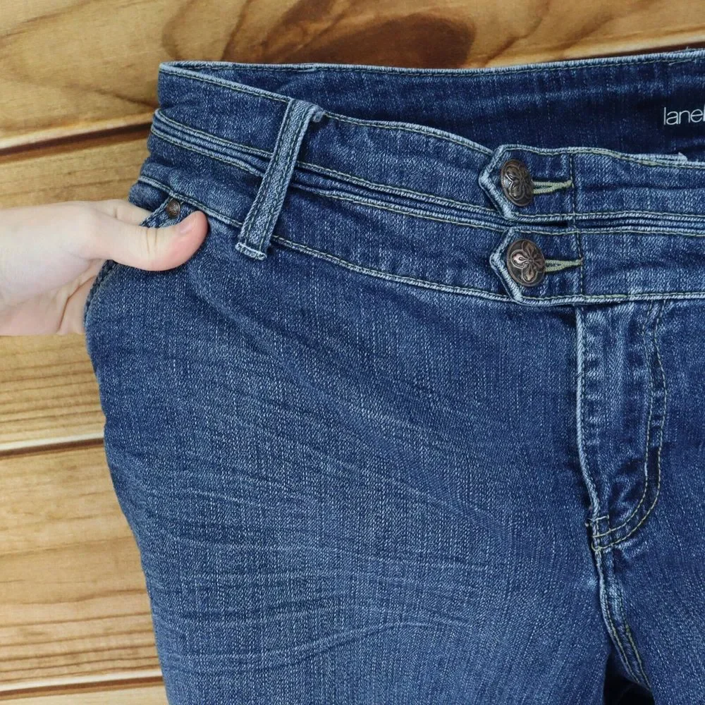 Lane Bryant Jean Shorts Womens Size 18 Blue Dark Wash Denim Cotton Blend Pockets